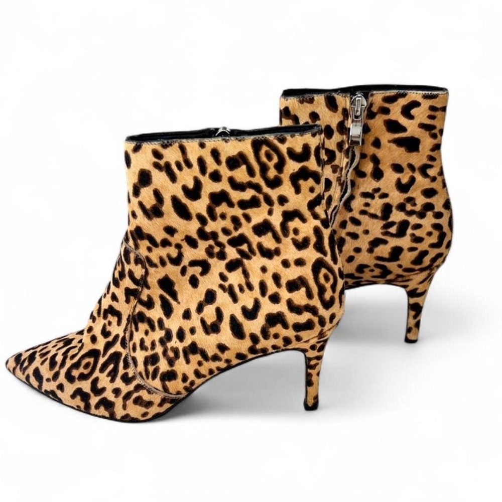Halogen Nordstrom Leopard Calf Hair Pointed Toe Ankle Booties - 8M - Picture 3 of 6